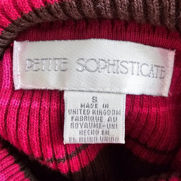 Petite Sophisticate LS Striped Ribbed Turtleneck Top | Like New | SP | Pink BRN - Picture 9 of 15